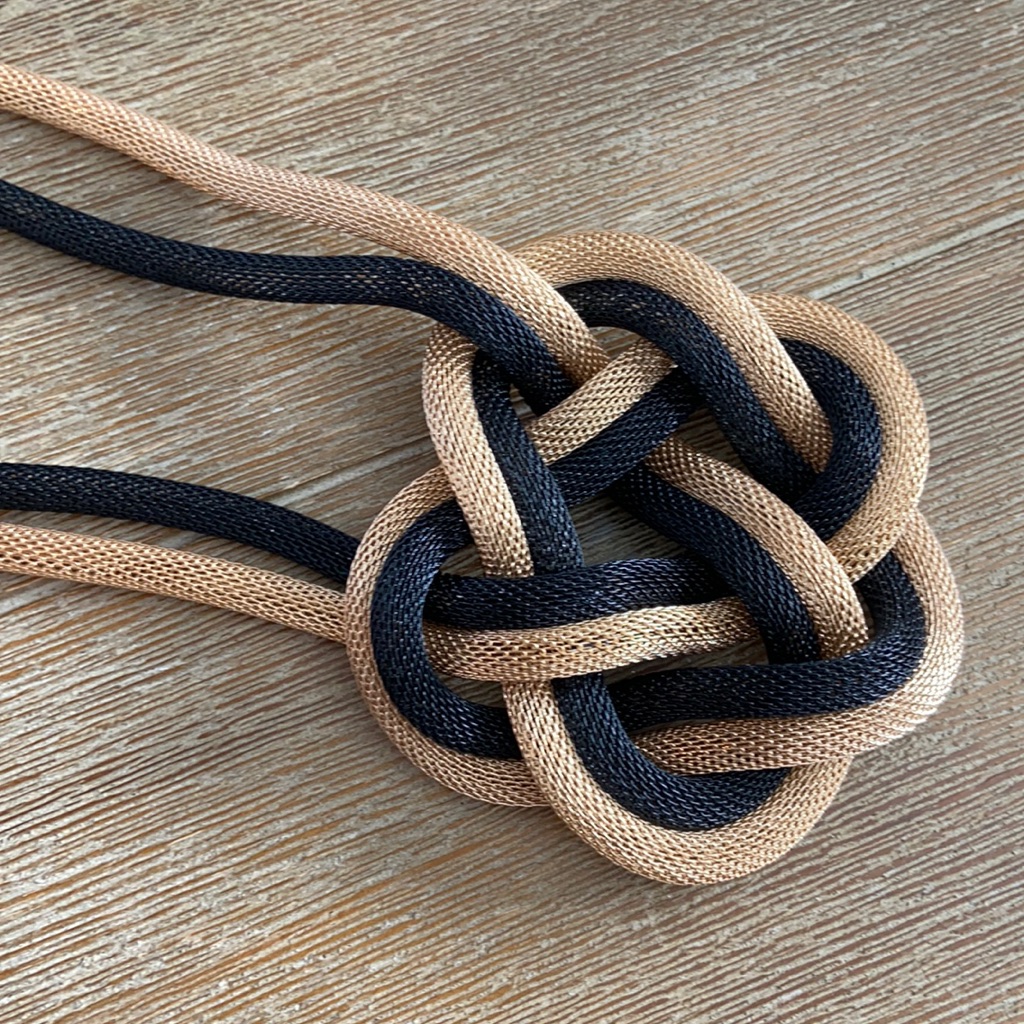 Gold And Black Rope Intertwined Necklace
